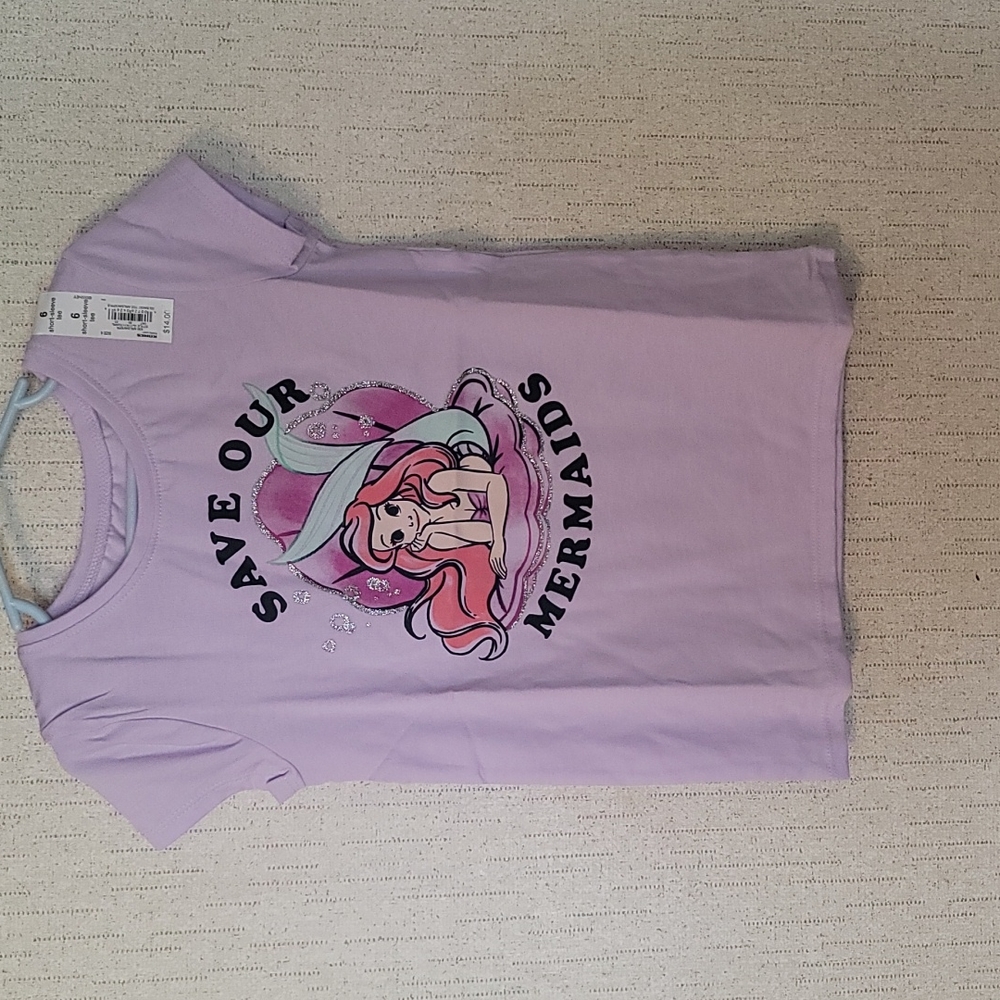 DISNEY LITTLE MERMAID GRAPHIC TEE: JUMPING BEANS: PURPLE: NWT: SZ 6
